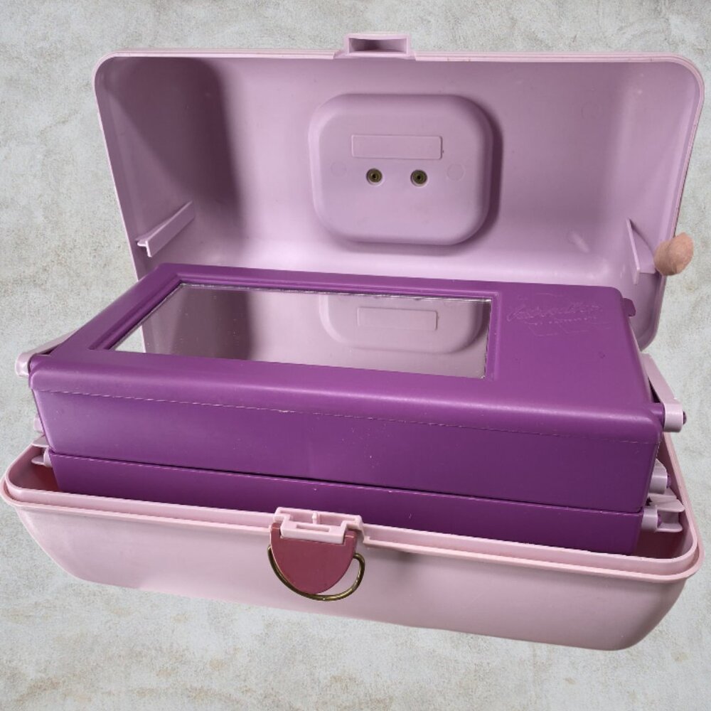 VINTAGE CABOODLE CASE -- 1980's Make Up Case, Purple/Pink, Original Owner - Picture 16 of 16